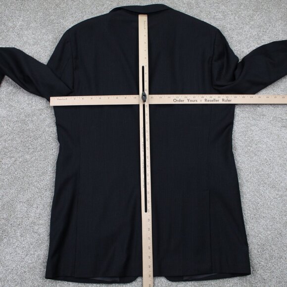 Banana Republic Blazer Men 42R Black Pinstriped Wool 2 Button Sports Jacket Coat - Picture 12 of 14